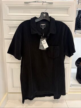 Todd Snyder Black Terry Polo with Chest Pocket - Men's